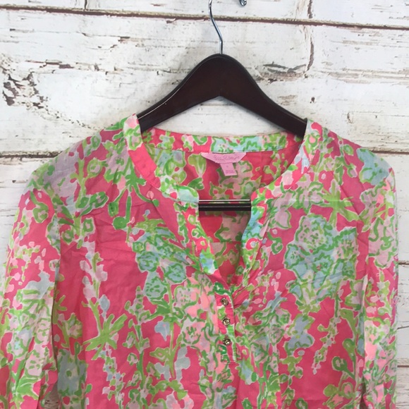 Lilly Pulitzer V Neck Boho Blouse Top - Picture 2 of 6